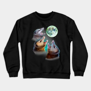 Three Opposum Moon With 3 Possums And Dead Moon Costume Crewneck Sweatshirt